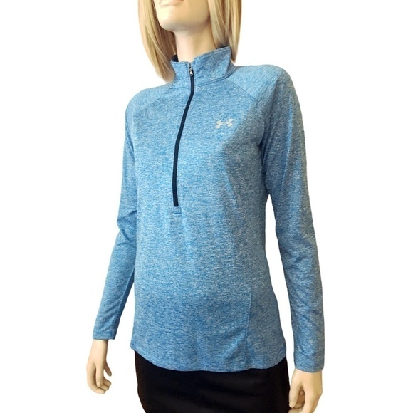 Under Armour Top Heat Gear Half Β½ Zip Front Pullover Shirt Active Wear Jacket - Picture 5 of 16